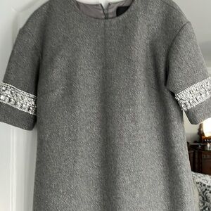 JCrew collection rhinestone embellished wool shift dress.